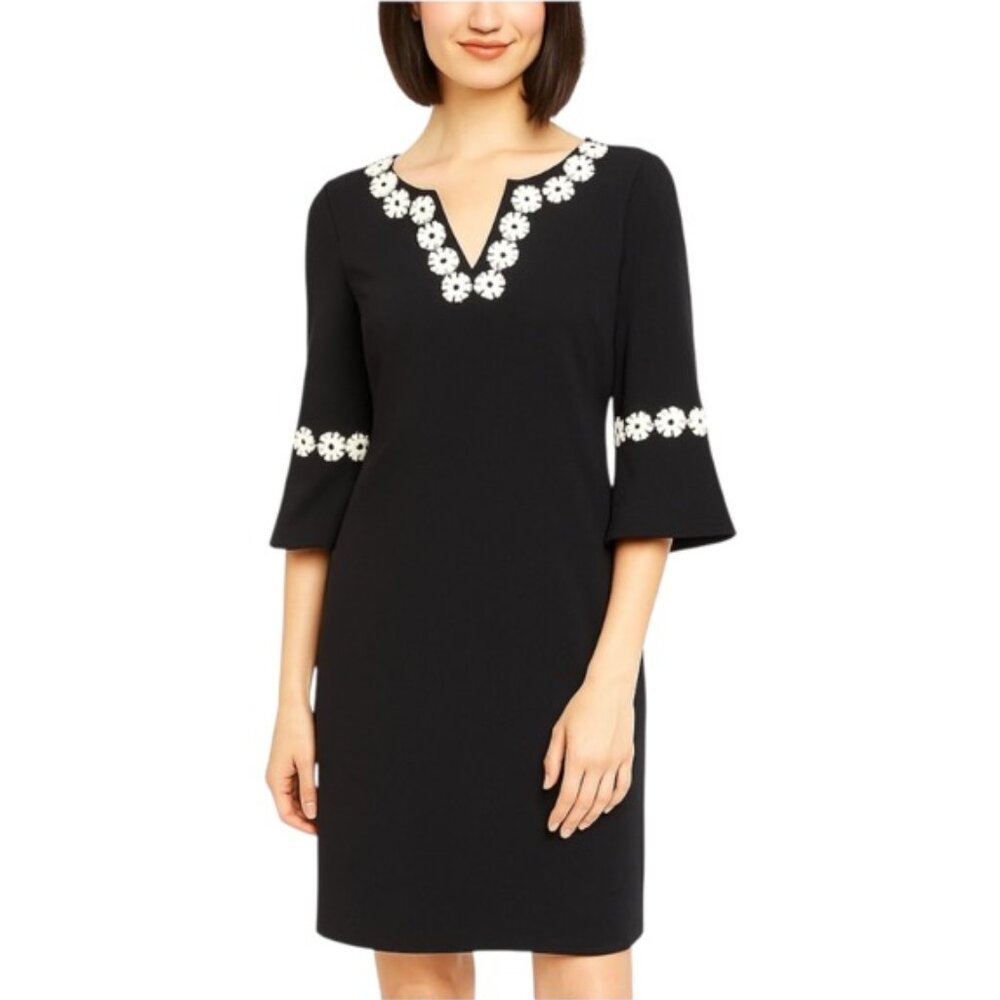 Talbot’s Black Dress with White Floral Details